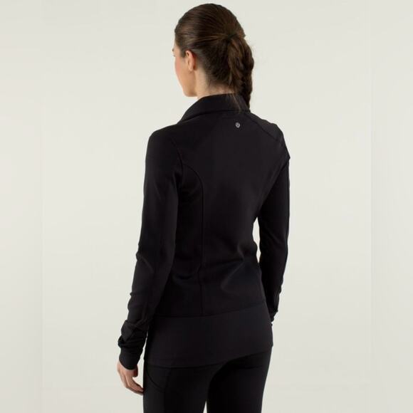 Lululemon Nice Asana Funnel Neck Athletic Mid-Layer Ruffle Jacket In Black Sz 4 - Picture 7 of 16